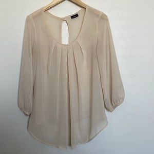 Cream sheer blouse 3/4 sleeve